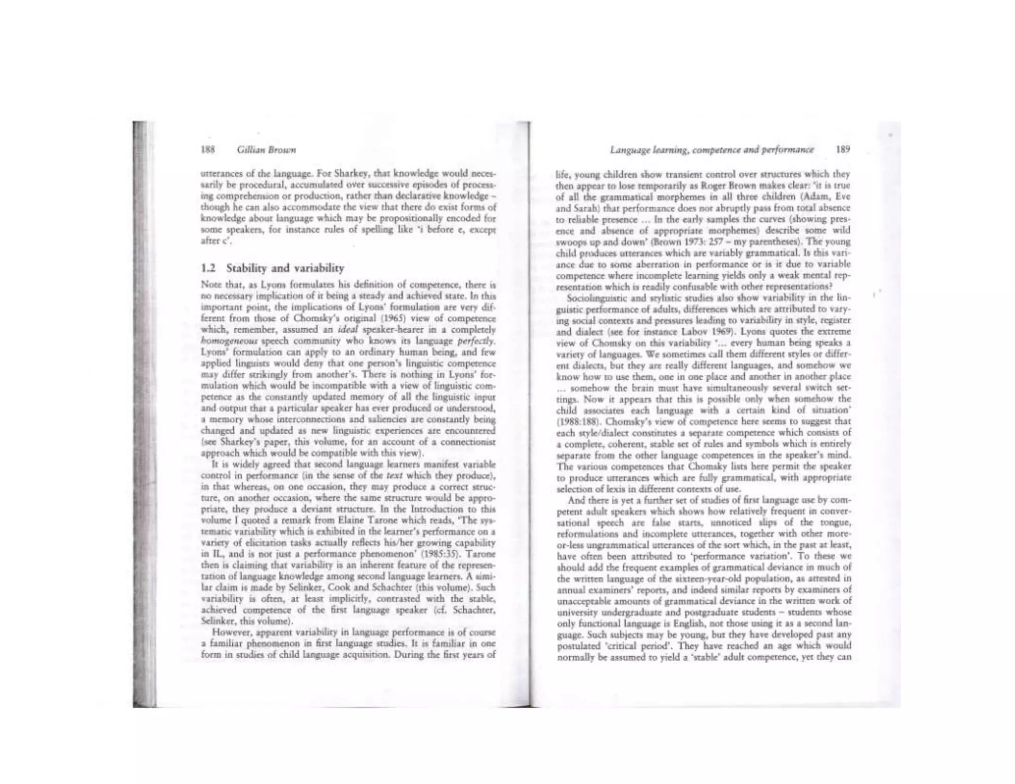 Competence & Performance