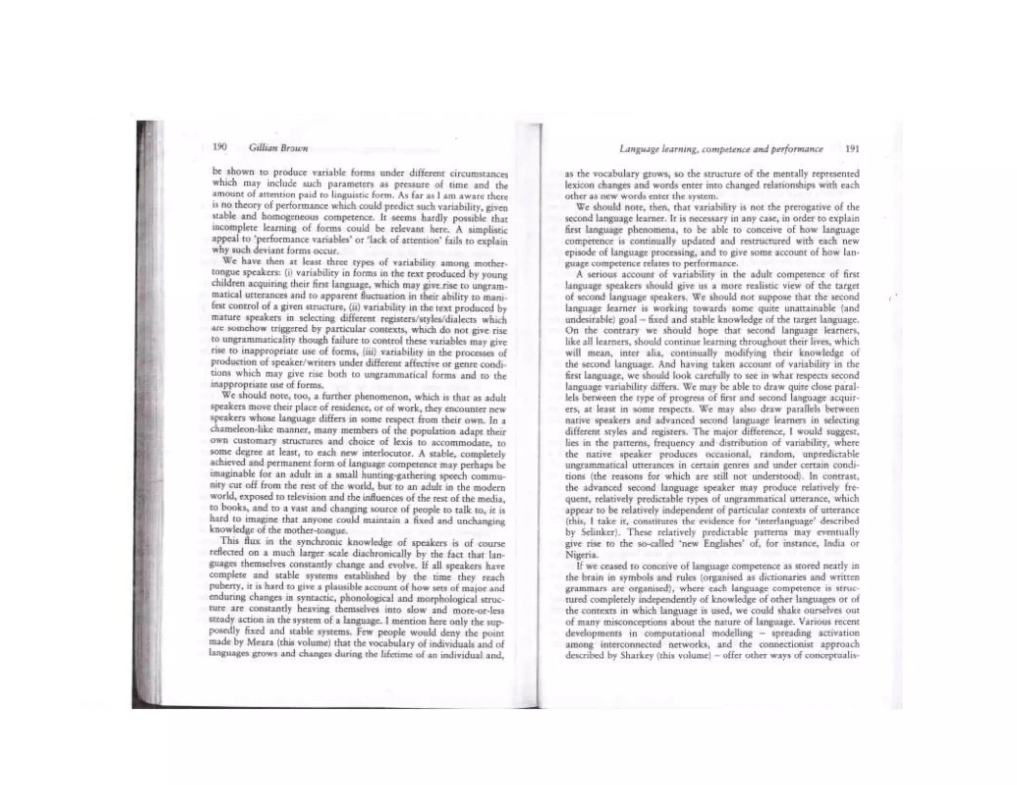 Competence & Performance