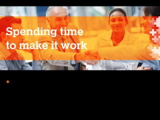 Spending time
to make it work
✚✚		 Developed the Ford Retail Moments of Truth programme over 15 months
of consultation with leadership, employees, and over 500 customers
nationwide to establish the values customers expected and wanted and
devising an engagement strategy to ensure its success

 