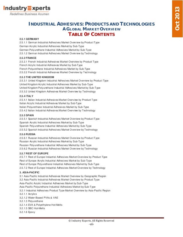 Industrial Adhesives Products and Technologies A Global Market Ove…