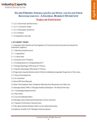 Glass Fibers: Fiberglass/Glass Wool and Glass Fiber Reinforcements