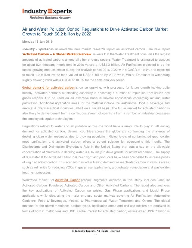 Air and Water Pollution Control Regulations to Drive Activated Carbon