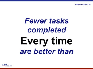 Internet Sales 4.0:




 Fewer tasks
  completed
Every time
are better than
 
