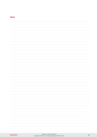 leybold Oerlikon Leybold Vacuum
Catalog Part Vacuum Pump Systems, Edition 2013 39
Notes
 