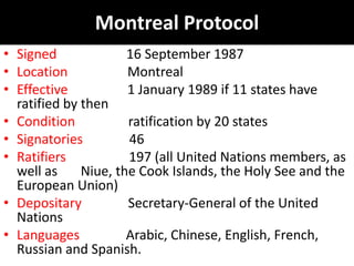 Ozone Depletion and the Montreal Protocol | PPTX