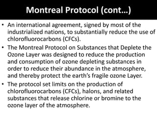 Ozone Depletion and the Montreal Protocol | PPTX
