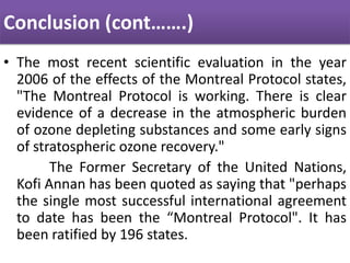 Ozone Depletion and the Montreal Protocol | PPTX