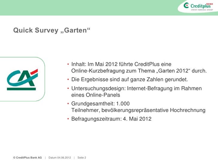 Creditplus Online Umfrage Garten