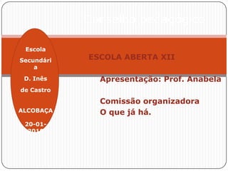 Conselho pedagógico1.  Informações:Reunião com ME/SEE/DRELVT (18-01-2010):Revisão do ECD / Estatuto do Aluno / Portaria 1049A/2008 (PND): Abril /2010Programas de Formação:AvaliadoresGestoresChefes SAECartão de Escola…Redes de Área Local: Net em todas as salas de aula.EscolaSecundáriaD. Inêsde CastroALCOBAÇA20-01-2010