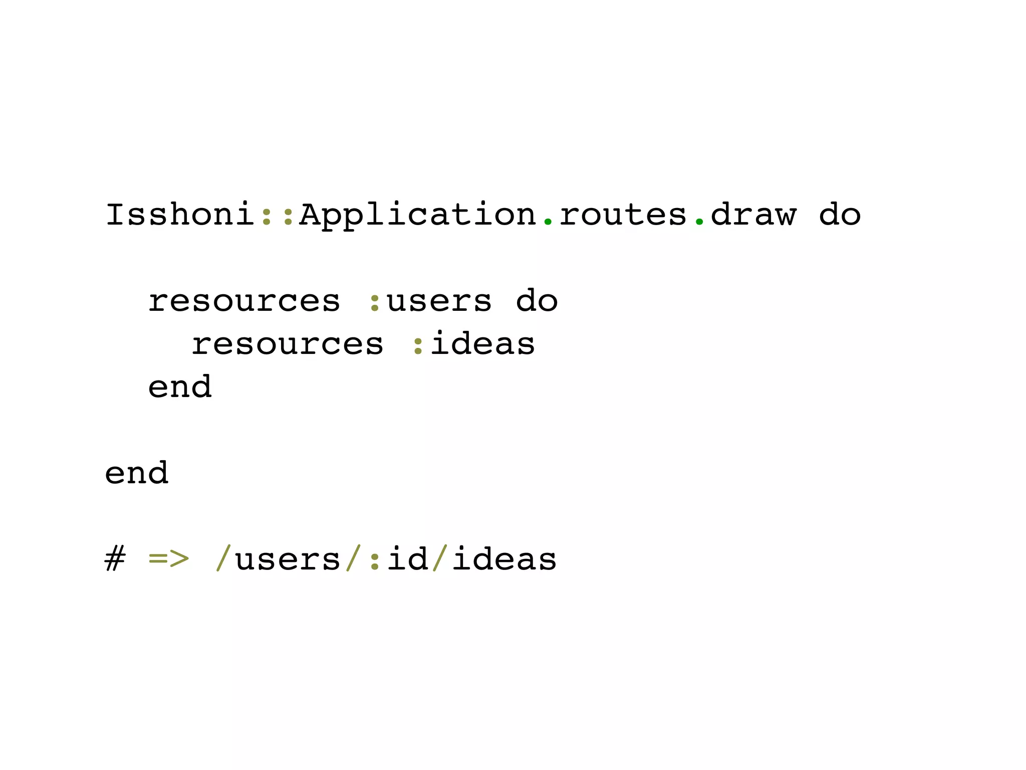 Isshoni::Application.routes.draw do

  resources :users do
    resources :ideas
  end

end

# => /users/:id/ideas
 