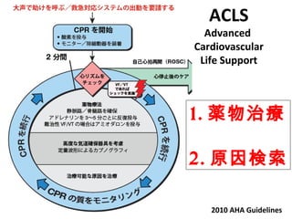 ACLS
Advanced
Cardiovascular
Life Support
2010 AHA Guidelines
1. 薬物治療
2. 原因検索
 