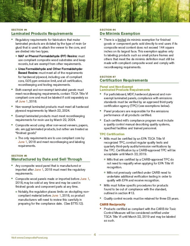 EPA Title VI TSCA Regulations for Wood Fabricators