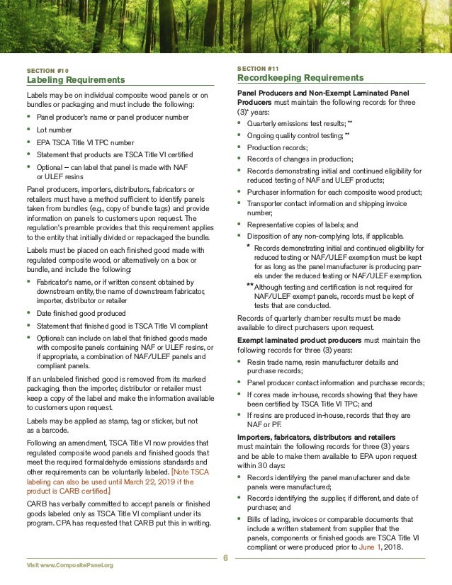 EPA Title VI TSCA Regulations for Wood Fabricators