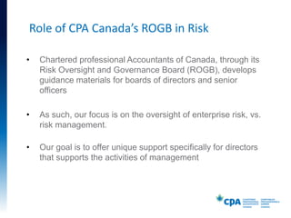 CPA Canada Risk Oversight and Governance Board Role in Risk | PPTX