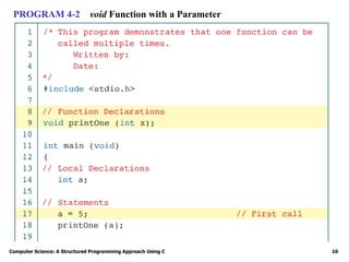 Computer Science: A Structured Programming Approach Using C 10
PROGRAM 4-2 void Function with a Parameter
 