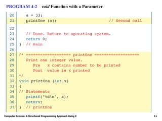 Computer Science: A Structured Programming Approach Using C 11
PROGRAM 4-2 void Function with a Parameter
 