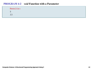 Computer Science: A Structured Programming Approach Using C 12
PROGRAM 4-2 void Function with a Parameter
 