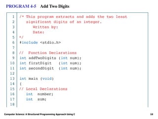 Computer Science: A Structured Programming Approach Using C 10
PROGRAM 4-5 Add Two Digits
 