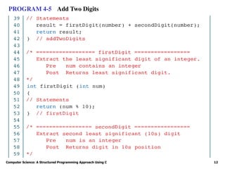 Computer Science: A Structured Programming Approach Using C 12
PROGRAM 4-5 Add Two Digits
 