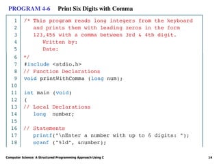 Computer Science: A Structured Programming Approach Using C 14
PROGRAM 4-6 Print Six Digits with Comma
 