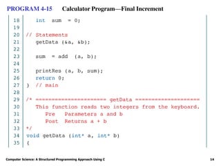 Computer Science: A Structured Programming Approach Using C 14
PROGRAM 4-15 Calculator Program—Final Increment
 