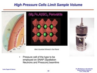 High Pressure Cells Limit Sample Volume Pressure cell of the type to be employed on SNAP (Spallation Neutrons and Pressure) beamline 