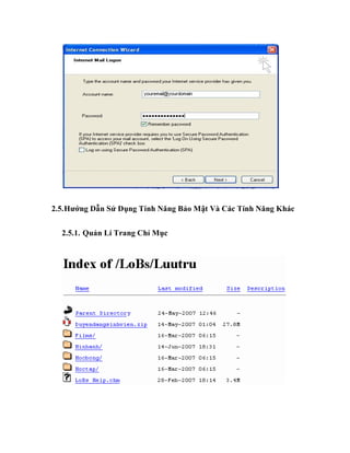 2.5.Hướng Dẫn Sử Dụng Tính Năng Bảo Mật Và Các Tính Năng Khác
2.5.1. Quản Lí Trang Chỉ Mục
 
