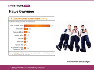 Наше будущее




                                       По данным ExactTarget

01. Объединение каналов коммуникации
 