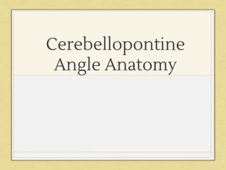 Cerebellopontine
Angle Anatomy
 