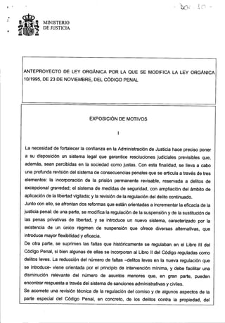 Anteproyecto Reforma Código Penal Gallardón abril 2013