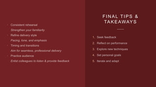 FINAL TIPS &
TAKEAWAYS




1.
2.
3.
4.
5.
 