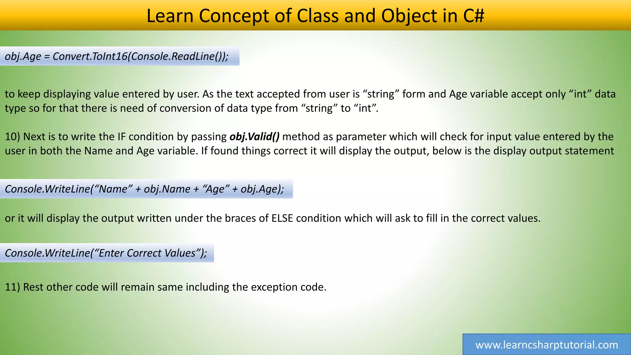 Learn Concept of Class and Object in C# Part 3 | PPT