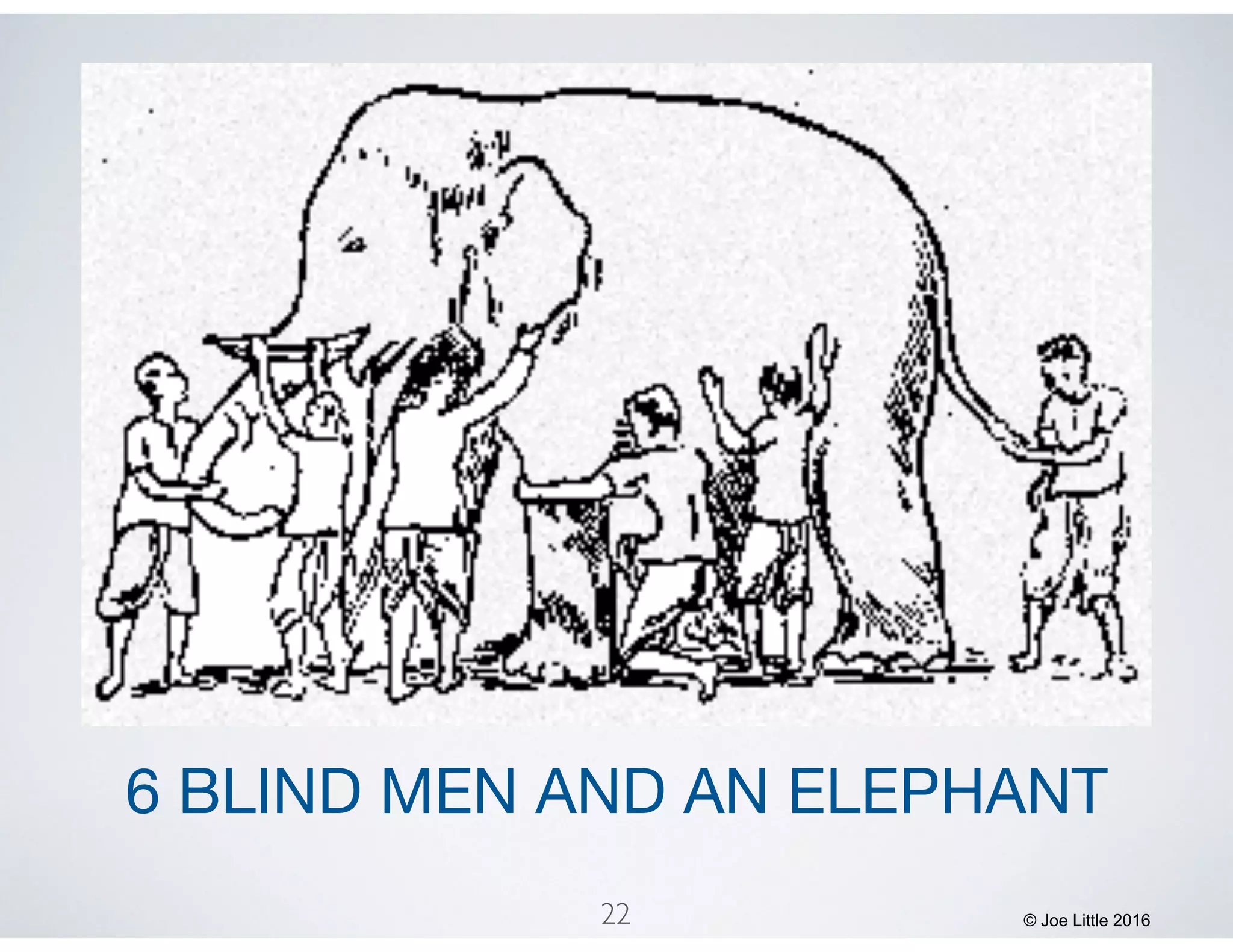 6 BLIND MEN AND AN ELEPHANT
© Joe Little 201622
 