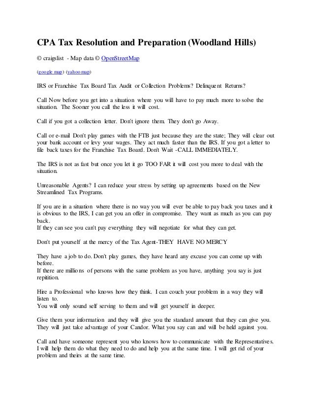 CPA Tax Preparation and Resolution