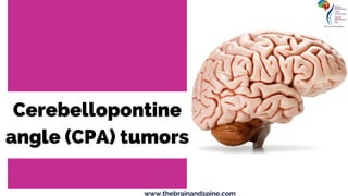 Cerebellopontine
angle (CPA) tumors
www.thebrainandspine.com
 