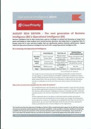 Operational Intelligence by Clearpriority - August Alert