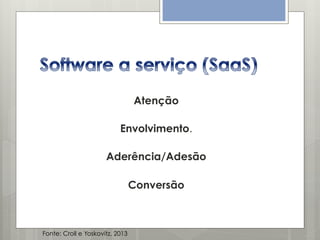 Atenção
Envolvimento.
Aderência/Adesão
Conversão

Fonte: Croll e Yoskovitz, 2013

 