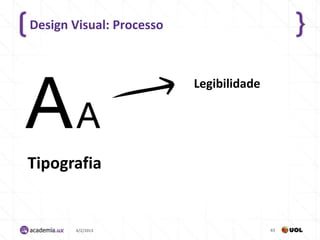 Design Visual: Processo



                          Legibilidade




Tipografia


       4/2/2013                          63
 
