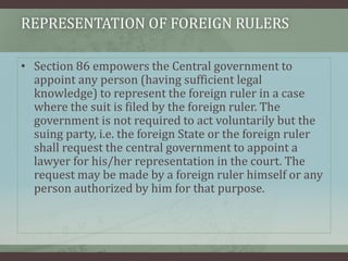 Foreign Ruler Suits filed by Aliens, by or against Foreign Rulers and Ambassadors | PPTX