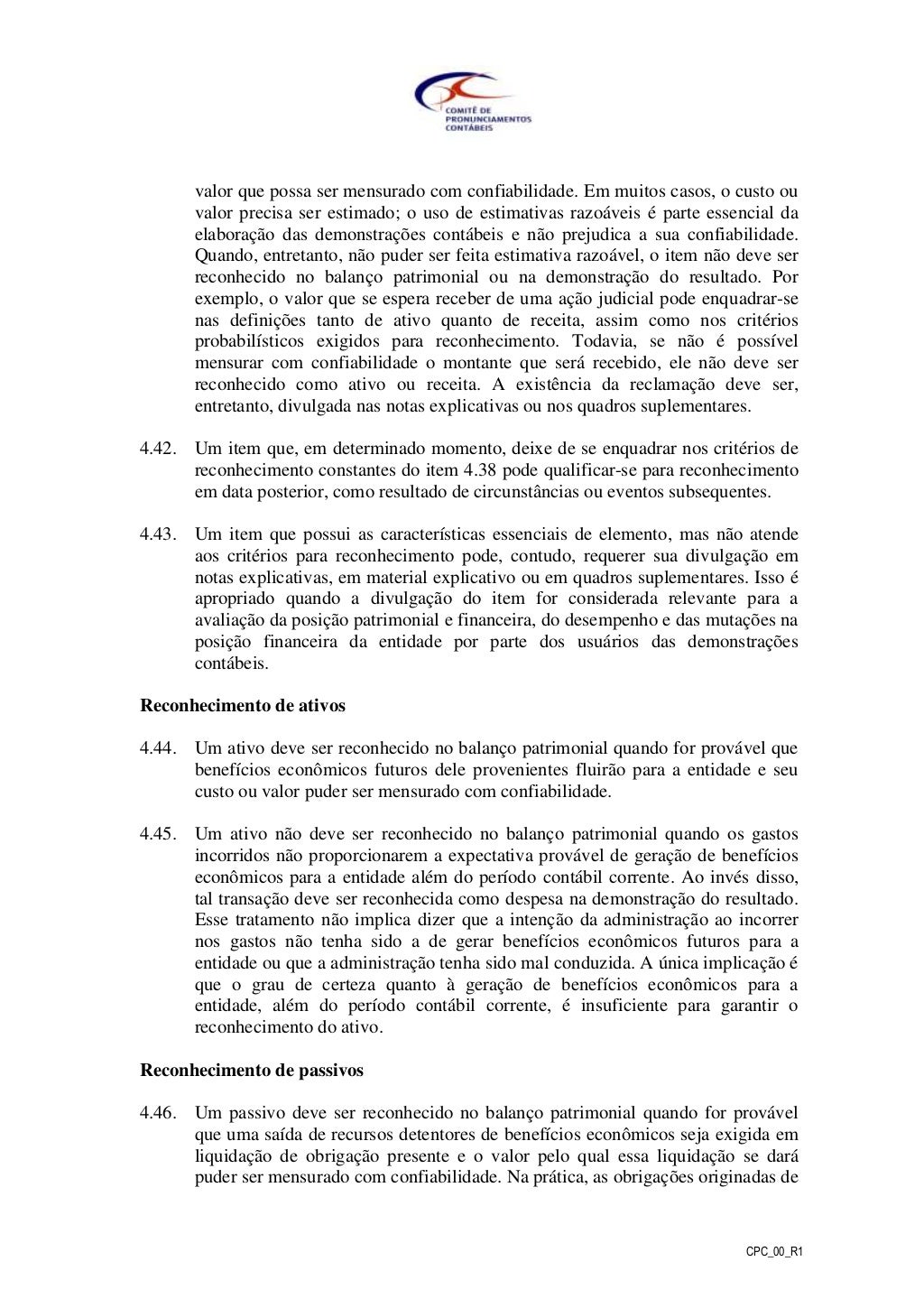 De Acordo Com O Pronunciamento Técnico Cpc 00