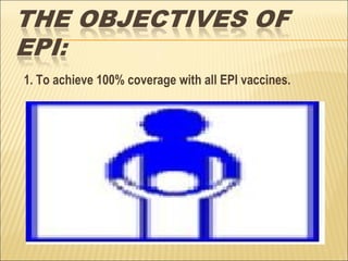 1. To achieve 100% coverage with all EPI vaccines.
 