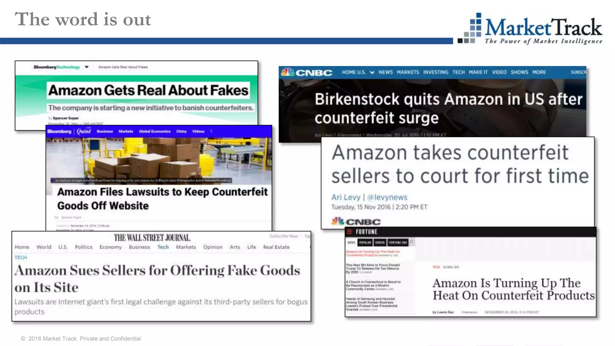 © 2016 Market Track. Private and Confidential
2727
The word is out
 