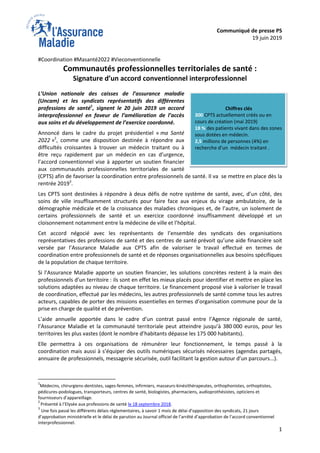 1
Communiqué de presse PS
19 juin 2019
#Coordination #Masanté2022 #Vieconventionnelle
Communautés professionnelles territo...