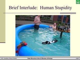 Data Structure Intro & Review of Arrays page 9
© Dr. Jonathan (Yahya) Cazalas
Brief Interlude: Human Stupidity
 