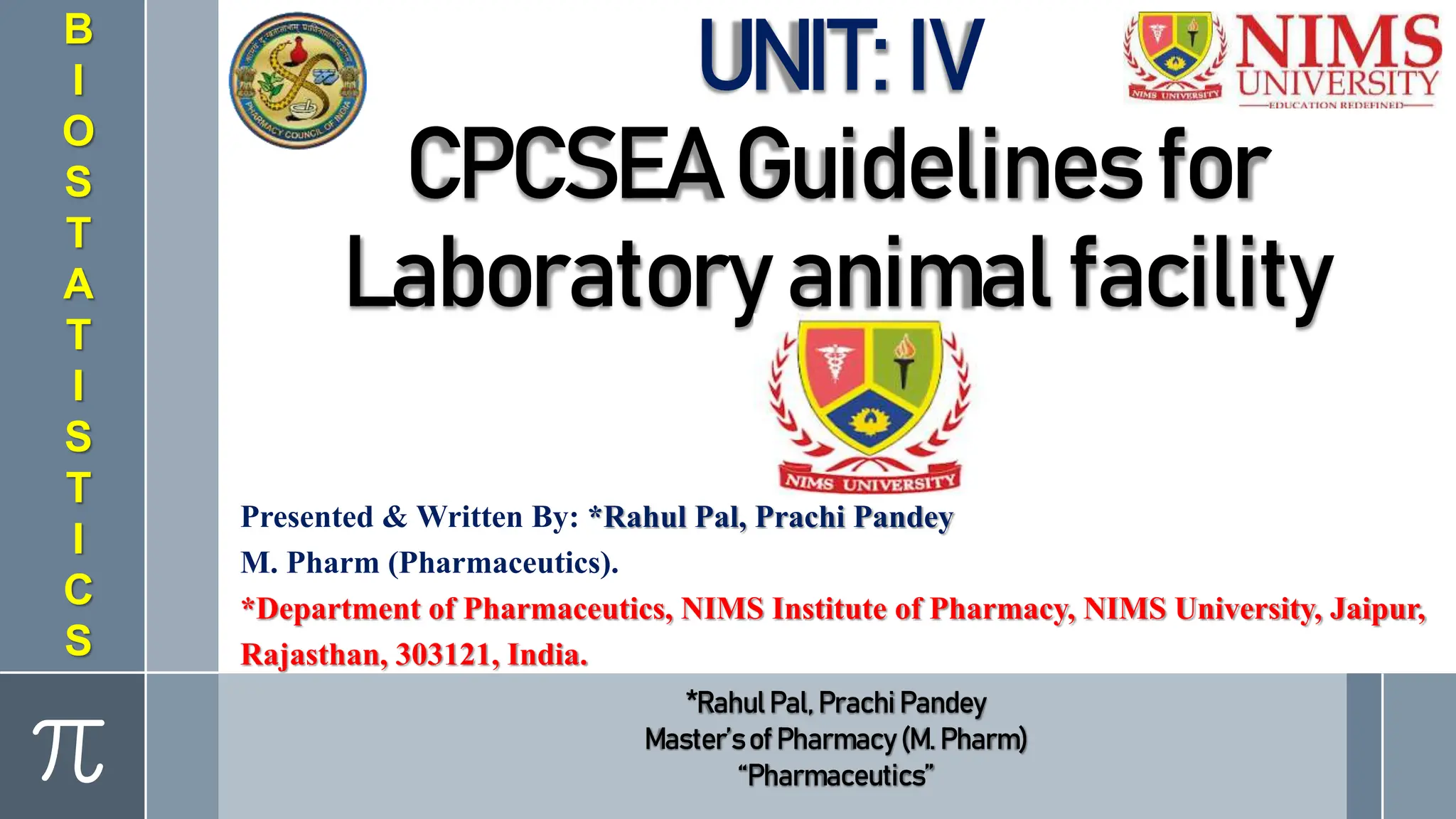 Research Methodology (M. Pharm, IIIrd Sem.)_UNIT_IV_CPCSEA Guidelines