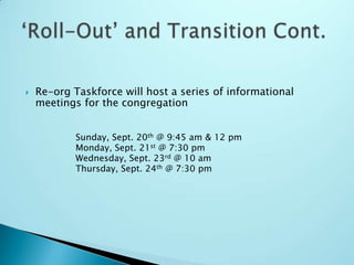 Elders Team together (3 panels of 3 Elders) to coordinate relationship areas.