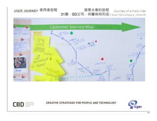 使用者旅程           搭乘火車的旅程
                  31圈，SD公司，荷蘭烏特列支




中國生產力中心
 