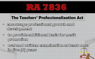 The Teachers’ Professionalization Act
 