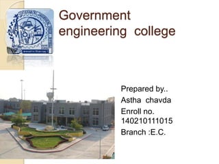 Government
engineering college
Prepared by..
Astha chavda
Enroll no.
140210111015
Branch :E.C.
 