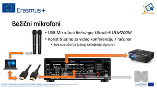 ______________________________________________________________________________________________________
This project has been funded with support from the European Commission. This publication reflects the views only of the authors, and the
Commission cannot be held responsible for any use which may be made of the information contained therein.
Bežični mikrofoni
• USB Mikrofoni Behringer Ultralink ULM200M
• Koristiti samo za video konferenciju / računar
• bez ozvučenja (zbog kašnjenja signala)
 